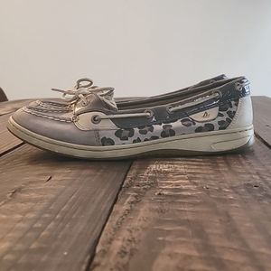 Women's Sperry Gray Leopard Print Topsiders